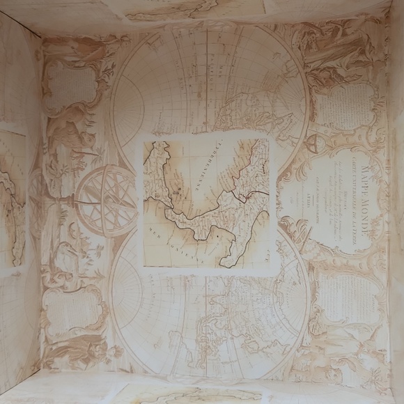 Set 2 Nesting Stackable Decorative Storage Box  Old World Map Design New - Picture 7 of 13